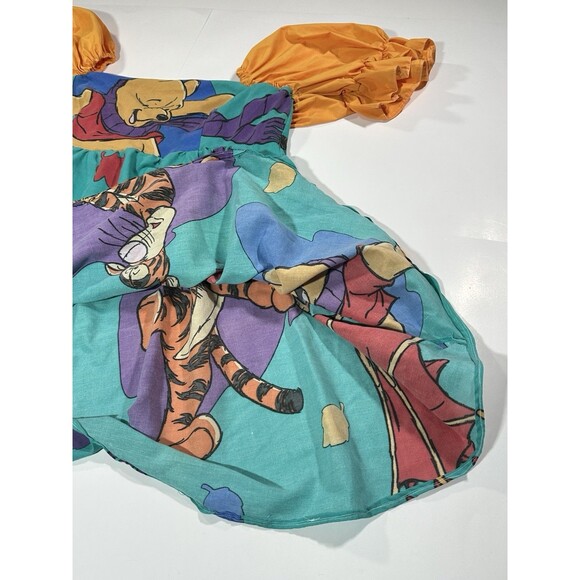 VTG 90s Disney Winnie Pooh Bed Sheets Colorful Dress Puff Sleeve Womens XXL READ - Picture 3 of 16